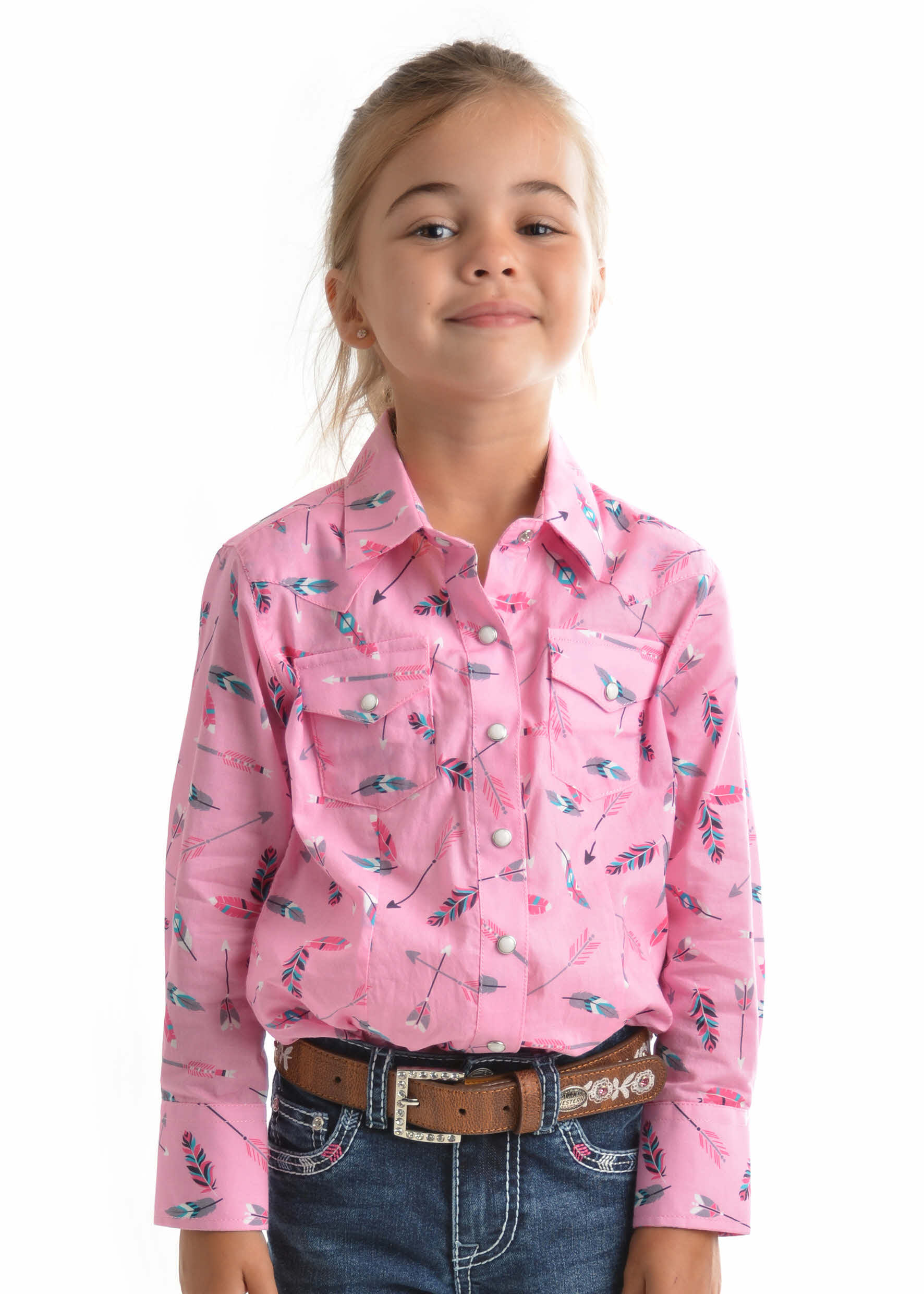 Girls Pure Western Lillian Pink Long Sleeve Shirt | Western World ...