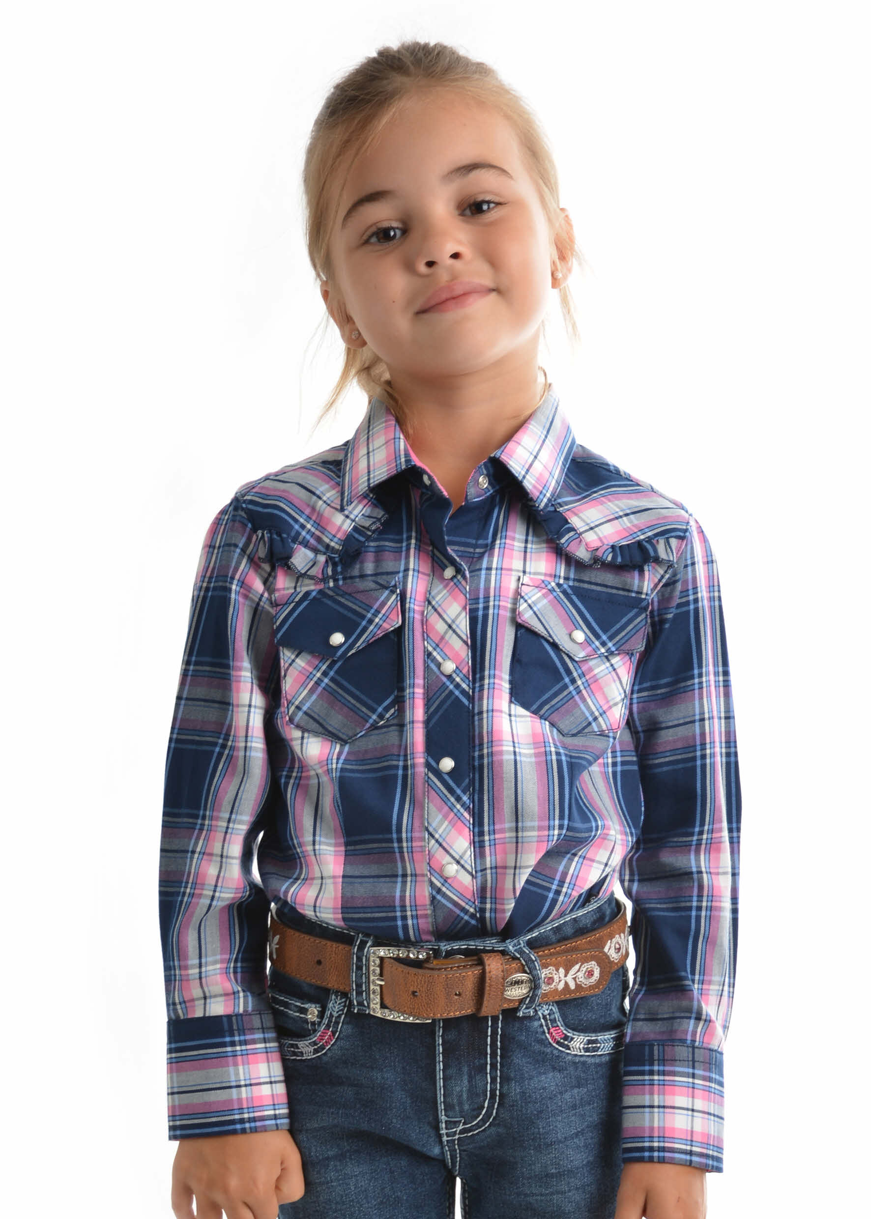 Girls Pure Western Cindy Check Long Sleeve Shirt | Western World ...