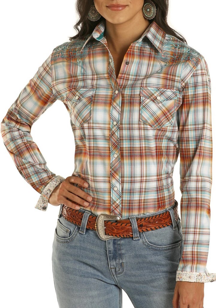 Ladies Panhandle Slim Plaid Long Sleeve Snap Button Shirt | Western World  Saddlery | Saddleworld Cabooltrue Qld