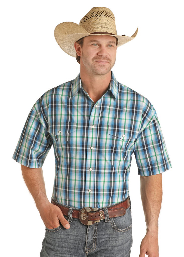 Mens Panhandle Slim Short Sleeve Plaid Shirt | Wstern World Saddlery ...