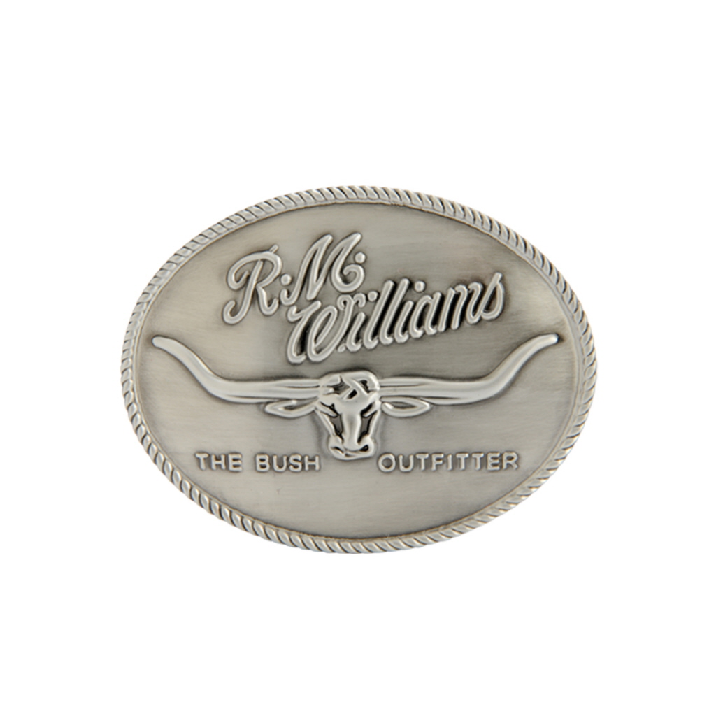 R.M.Williams Longhorn Belt Buckles Silver, Western World Saddlery, Caboolture