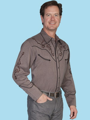 Mens Embroidered Western Dress Shirts | P-827brn